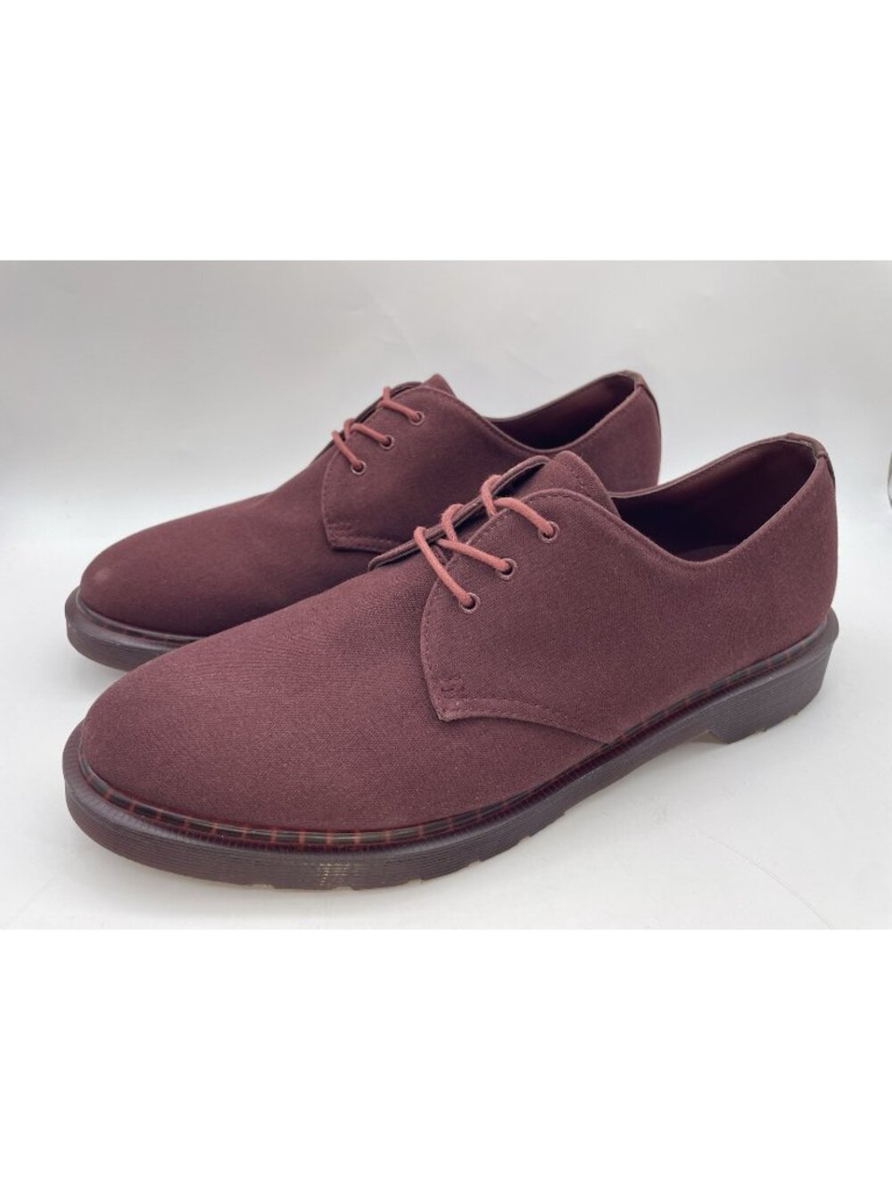 Dr. Martens Lester 3 Eye Oxford Oxblood Burgundy Canvas Derby Shoes Mens Size 12